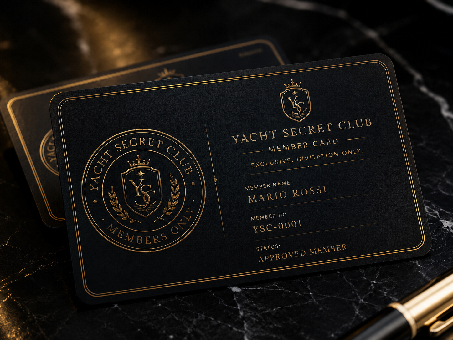 Yacht Secret Club Member Card — Mario Rossi YSC-0001